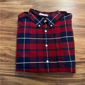 Red Plaid long sleeve button up shirt